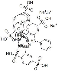 1,4-Benzenedisulfonic acid, 2,2-1,2-ethenediylbis(3-sulfo-4,1-phenylene)imino6-(phenylamino)-1,3,5-triazine-4,2-diyliminobis-, hexasodium salt 结构式