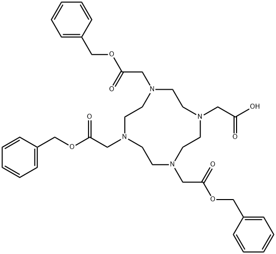 (4,7,10-TRIS-BENZYLOXYCARBONYLMETHYL-1,4,7,10TETRAAZA-CYCLODODEC-1-YL)-ACETIC ACID 结构式