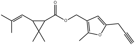 (2-methyl-5-prop-2-ynyl-3-furyl)methyl 2,2-dimethyl-3-(2-methylprop-1-enyl)cyclopropane-1-carboxylate 结构式