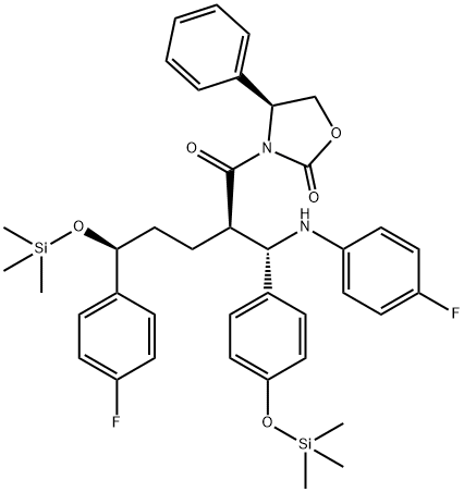 3-[(2R,5S)-5-(4-氟苯基)-2-[(S)-[(4-氟苯基(氨基)]][4-(三甲基硅)氧]苯基]甲基]-1-氧代-5-[(三甲基硅)氧]苯基]-4-苯基-(4S)-2-恶唑烷酮 结构式