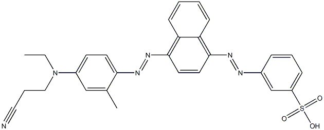 m-[[4-[[4-[(2-cyanoethyl)ethylamino]-o-tolyl]azo]-1-naphthyl]azo]benzenesulphonic acid 结构式