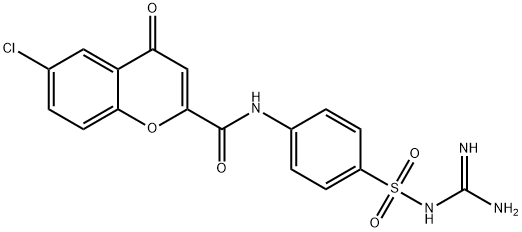 N-[4-(Amidinosulfamoyl)phenyl]-6-chloro-4-oxo-4H-1-benzopyran-2-carboxamide 结构式