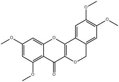 2,3,8,10-Tetramethoxy-[2]benzopyrano[4,3-b][1]benzopyran-7(5H)-one 结构式