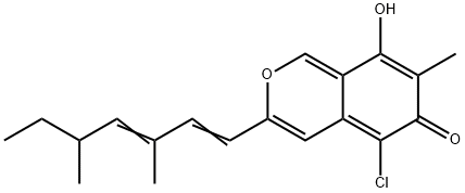 5-Chloro-3-(3,5-dimethyl-1,3-heptadienyl)-8-hydroxy-7-methyl-6H-2-benzopyran-6-one 结构式