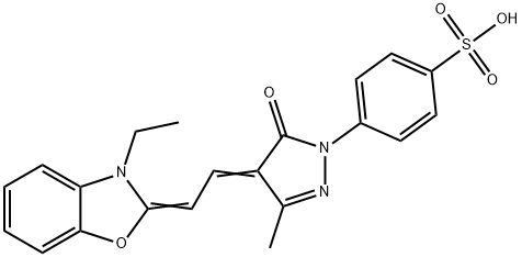 p-[4-[(3-ethyl-3H-benzoxazol-2-ylidene)ethylidene]-4,5-dihydro-3-methyl-5-oxo-1H-pyrazol-1-yl]benzenesulphonic acid 结构式