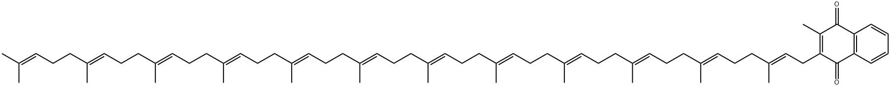 2-Methyl-3-[(2E,6E,10E,14E,18E,22E,26E,30E,34E,38E,42E)-3,7,11,15,19,23,27,31,35,39,43,47-dodecamethyl-2,6,10,14,18,22,26,30,34,38,42,46-octatetracontadodecenyl]-1,4-naphthalenedione 结构式