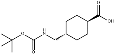 反式-4-(叔丁氧羰基氨基甲基)环己基羧酸 结构式