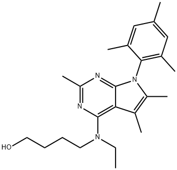 4-(N-ETHYL-N-4-HYDROXYBUTYL)AMINO-2,5,6-TRIMETHYL-7-(2,4,6-TRIMETHYLPHENYL)PYRROLO[2,3-D]PYRIMIDINE HYDROCHLORIDE 结构式