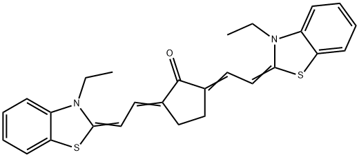 2,5-BIS((E)-2-[3-ETHYL-1,3-BENZOTHIAZOL-2(3H)-YLIDENE]ETHYLIDENE)CYCLOPENTANONE 结构式