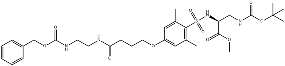 [2,6-DIMETHYL-4-(3-[2-(Z-AMINO)-ETHYLCARBAMOYL]-PROPOXY)-BENZENESULFONYL]-D-DAP(BOC)-OME 结构式