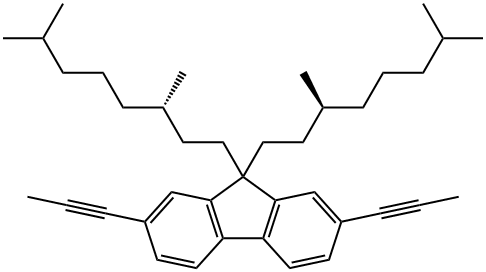 9,9-二(3′,7′-二甲基辛基)-2,7-二-1-丙炔基-9H-芴 结构式