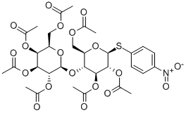 4-硝基苯基 4-O-(2,3,4,6-O-四乙酰基-BETA-D-吡喃半乳糖基)-2,3,6-O-三乙酰基-BETA-D-硫代吡喃葡萄糖苷 结构式