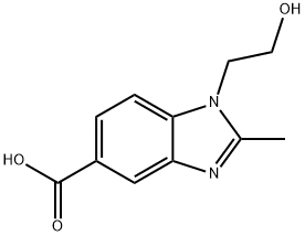 1-(2-羟乙基)-2-甲基苯并咪唑-5-羧酸 结构式