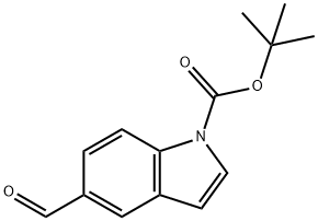 5-甲酰基-1H-吲哚-1-甲酸叔丁酯 结构式