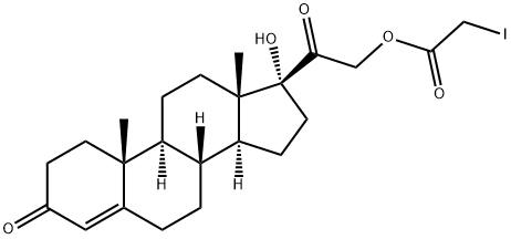 (17S)-21-(Iodoacetoxy)-17-hydroxypregn-4-ene-3,20-dione 结构式