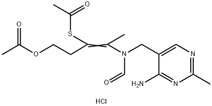 S-[3-acetoxy-1-[1-[[(4-amino-2-methyl-5-pyrimidyl)methyl]formamido]ethylidene]propyl] thioacetate monohydrochloride 结构式
