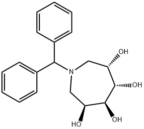1H-Azepine-3,4,5,6-tetrol, 1-(diphenylmethyl)hexahydro-, (3S,4S,5S,6S)- 结构式