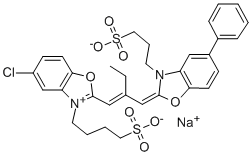 HYDROGEN 5-CHLORO-2[2-[[5-PHENYL-3-(3-SULPHONATOBUTYL)-3H-BENZOXAZOL-2-YLIDENE]METHYL]BUT-1-ENYL]-3- 结构式