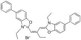 3-ethyl-2-[2-[(3-ethyl-5-phenyl-3H-benzoxazol-2-ylidene)methyl]but-1-enyl]-5-phenylbenzoxazolium bromide 结构式