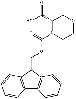 (3S)-3,4-吗啉二羧酸 4-(9H-芴-9-甲基)酯 结构式