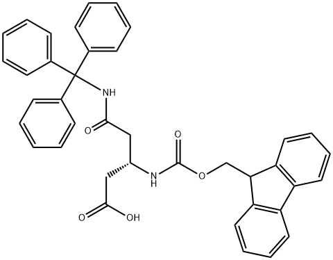 (3S)-3-(芴甲氧羰基氨基)-5-氧代-5-(三苯甲基氨基)戊酸 结构式