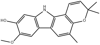 3,11-Dihydro-8-methoxy-3,3,5-trimethylpyrano[3,2-a]carbazol-9-ol 结构式