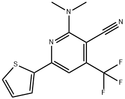 2-(DIMETHYLAMINO)-6-(2-THIENYL)-4-(TRIFLUOROMETHYL)NICOTINONITRILE 结构式