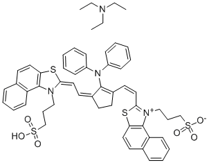 4,5,4',5'-DIBENZOTHIATRICARBOCYANINE HYDROXIDE, ANHYDRO-11-DIPHENYLAMINO-10,12-ETHYLENE-3,3'-BIS(3-SULFOPROPYL)-, SALT WITH TRIETHYLAMINE 结构式