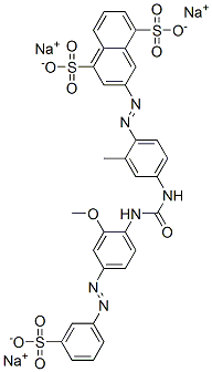 trisodium 3-[[4-[[[[2-methoxy-4-[(3-sulphonatophenyl)azo]phenyl]amino]carbonyl]amino]-o-tolyl]azo]naphthalene-1,5-disulphonate 结构式