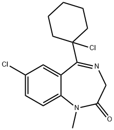 7-chloro-5-(1-chlorocyclohexyl)-1,3-dihydro-1-methyl-2H-1,4-benzodiazepin-2-one  结构式