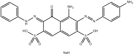 (E)-5-氨基-6 - ((E) - (4-氨基苯基)二氮烯基)-4-氧代-3-(2-苯基亚肼基) 结构式