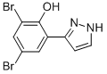 3-(3,5-DIBROMO-2-HYDROXYPHENYL)PYRAZOLE 结构式