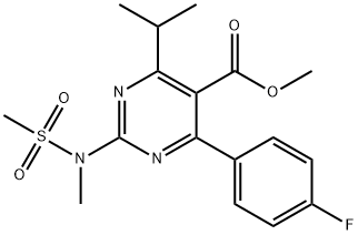 4-(4-氟苯基)-6-异丙基-2-[(N-甲基-N-甲磺酰)氨基]嘧啶-5-羧酸甲酯 结构式