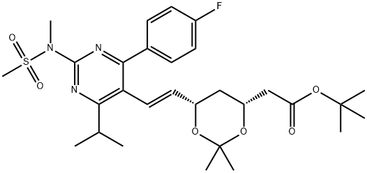 6-[(1E)-2-[4-(4-氟苯基)-6-异丙基-2-[甲基(甲磺酰)氨基]-5-嘧啶]乙烯基]-2,2-二甲基-1,3-二氧六环-4-乙酸叔丁酯 结构式