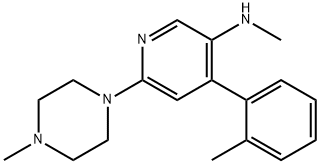 N-甲基-4-(2-甲基苯基)-6-(4-甲基-1-哌嗪基)-3-吡啶胺 结构式