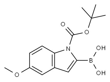 1-叔丁氧基羰酰-5-甲氧基-吲哚-2-基硼酸 结构式