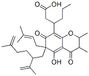 3-[6,7-Dihydro-2,3-dimethyl-4,7-dioxo-5-hydroxy-6-(2-isopropenyl-5-methyl-5-hexenyl)-6-(3-methyl-2-butenyl)chroman-8-yl]hexanoic acid 结构式