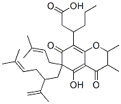 3-[6,7-Dihydro-2,3-dimethyl-4,7-dioxo-5-hydroxy-6-(2-isopropenyl-5-methyl-4-hexenyl)-6-(3-methyl-2-butenyl)chroman-8-yl]hexanoic acid 结构式