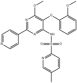 N-[6-甲氧基-5-(2-甲氧基苯氧基)-2-(4-吡啶基)-4-嘧啶基]-5-甲基吡啶-2-磺酰胺 结构式