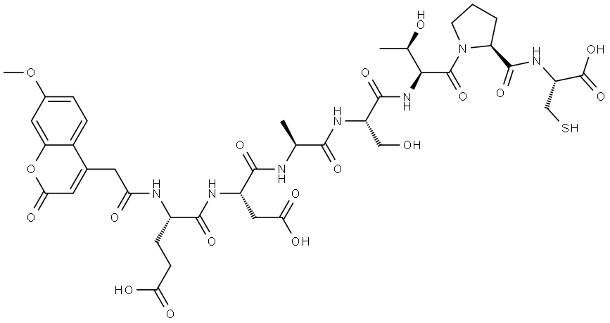 MCA-GLU-ASP-ALA-SER-THR-PRO-CYS: MCA-EDASTPC 结构式