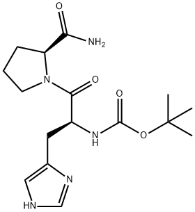 tert-Butyl ((S)-1-((S)-2-carbamoylpyrrolidin-1-yl)-3-(1H-imidazol-4-yl)-1-oxopropan-2-yl)carbamat 结构式