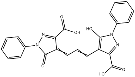 4-[3-(4-carboxy-2-hydroxy-1-phenyl-1H-pyrrol-3-yl)allylidene]-4,5-dihydro-5-oxo-1-phenyl-1H-pyrazole-3-carboxylic acid 结构式