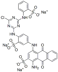 1-AMINO-4-[[4-[[4-CHLORO-6-[[3 (OR 4)-SULFOPHENYL]AMINO]-1,3,5-TRIAZIN-2-YL]AMINO]-3-SULFOPHENYL]AMINO]-9,10-DIHYDRO-9,10-DIOXO-2-ANTHRACENESULFONIC ACID 三钠盐 结构式