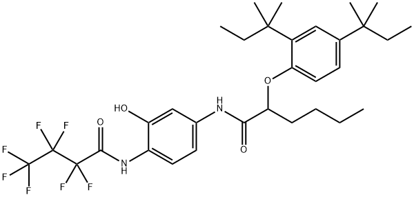2-[2,4-双(1,1-二甲基丙基)苯氧基]-N-[4-(2,2,3,3,4,4,4-七氟丁酰胺)-3-羟基苯基]己酰胺 结构式