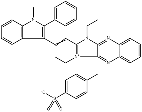 1,3-diethyl-2-[2-(1-methyl-2-phenyl-1H-indol-3-yl)vinyl]-1H-imidazo[4,5-b]quinoxalinium toluene-p-sulphonate 结构式