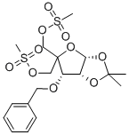 3-氧-苄基-4-碳-(甲磺酰基氧甲基)-5-氧-甲磺酰基-1,2-氧-异亚丙基-Α-D-呋喃核糖 结构式