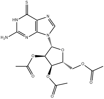 2-AMINO-9-(2,3,5-TRI-O-ACETYL-BETA-D-RIBOFURANOSYL)-6-THIOPURINE 结构式