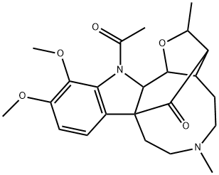 13-Acetyl-2,3,3a,5,6,7,8,13,13a,13b-decahydro-11,12-dimethoxy-2,6-dimethyl-4H-3,8a-methanofuro[2',3':6,7]azonino[5,4-b]indol-14-one 结构式