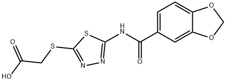 2-({5-[(1,3-benzodioxol-5-ylcarbonyl)amino]-1,3,4-thiadiazol-2-yl}sulfanyl)acetic acid 结构式