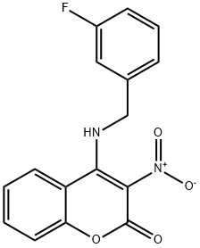4-[(3-fluorobenzyl)amino]-3-nitro-2H-chromen-2-one 结构式